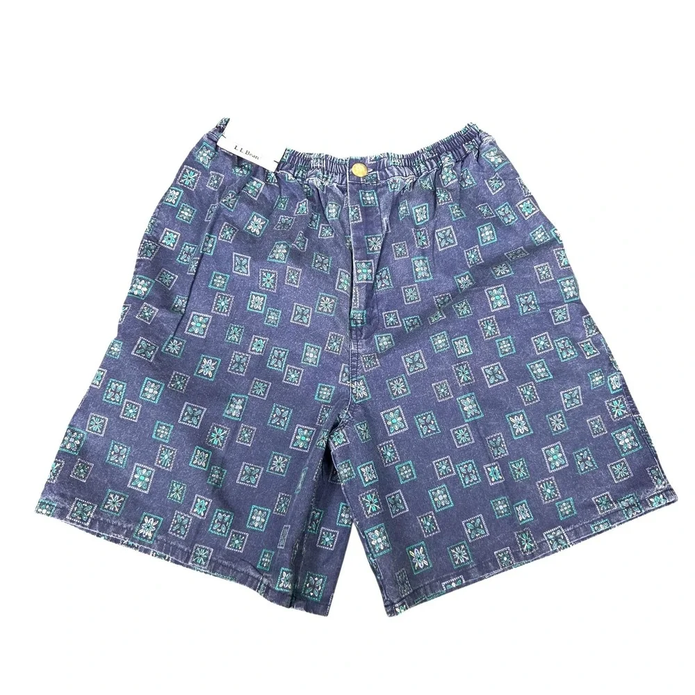 Lot Of 2 NWT LL‎ Bean Mens Y2K Blue Red Shorts Geometric Southwestern Large New